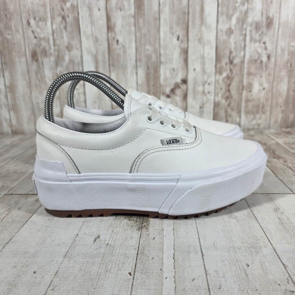 Vans Era Stacked White Leather Platform Sneakers Womens 6.5 Mens 5.0 500714